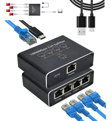 Divisor Ethernet 1 a 4 Gigabit Expansor de Red de 1000 Mbps Conmutador de red,1