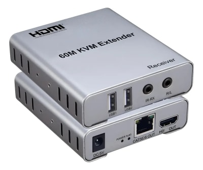 Extensor Hdmi Kvm Por Rj45 60 Metros 1080p Cat5/Cat6 Compatible Mouse y Teclado