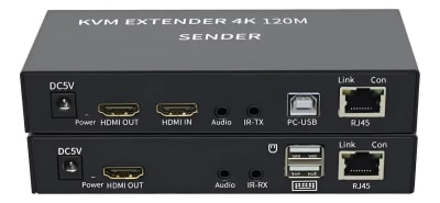 Extensor Kvm De Video Hdtv 4k 30hz 120M Por Red Rj45 Cat5E Cat6 Compatible Teclado Y Raton