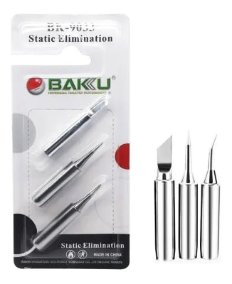 Kit 3 Puntas Soldadura Cautín Baku BK-9033 Acero Inoxidable Compatible Estación1