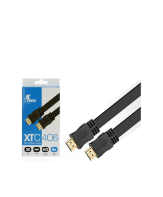 CABLE HDMI PLANO CON CONECTOR HDMI MACHO MACHO  XTC-406 RESOLUCIÓN HASTA 3840X2160P 1.8MTS