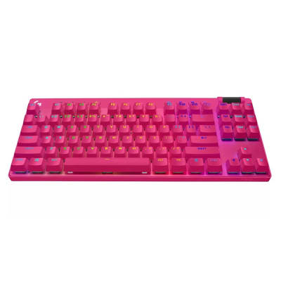 TECLADO GAMER LOGITECH G PRO X TKL LIGHTSPEED INALÁMBRICO SWITC GX BROWN BT + USB DONGLE MAGENTA1