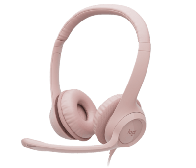 AUDIFONOS LOGITECH CALL CENTER H390 MICRÓFONO CON CANCELACIÓN DE RUIDO USB ROSA1