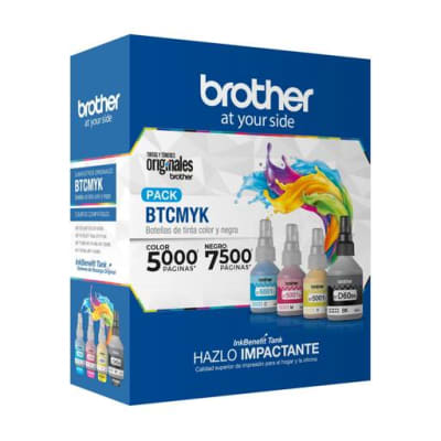Pack Botellas De Tinta Brother Cmyk 7500 Páginas Color 5000 Páginas Negro Pack Colores