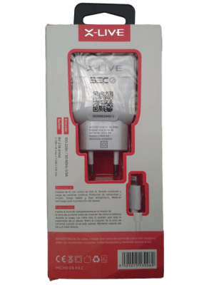 CARGADOR IPHONE LIGHTNING DOBLE PUERTO USB 2.1A X-LIVE1