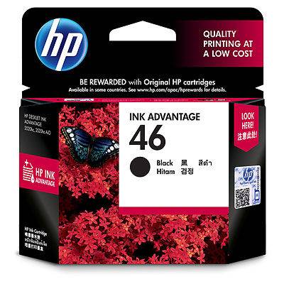 Cartucho De Tinta Hp 46 Negro 1500 Páginas Deskjet Advantage 2020Hc/2520/2029/4729 26Ml Negro
