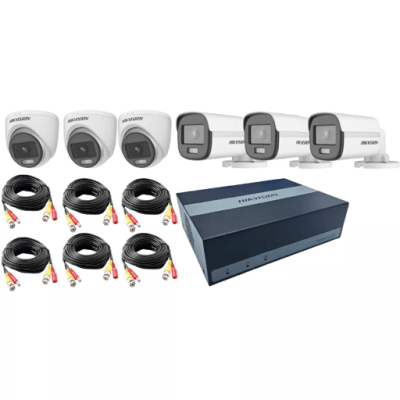 KIT CÁMARAS DE SEGURIDAD HIKVISION EDVR 8 CANALES 6 CÁMARAS BULLET x3 DOMO x3 SSD 480GB1
