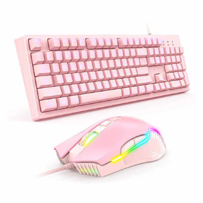 Kit Teclado Gamer G25 + Mouse Onikuma Cw905 Rosado1
