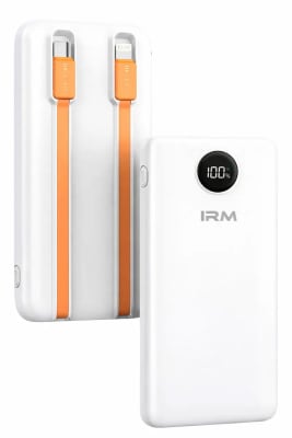Powerbank Irm 20000Mah Blanco Cargador Portátil Usb Doble Salida 22.5w Carga Rápida