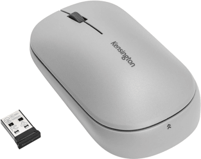 MOUSE INALÁMBRICO BLUETOOTH KENSINGTON DUAL SURE TRACK BT 5.0 / DONGLE USB 3 BOTONES 2400 DPI GRIS1