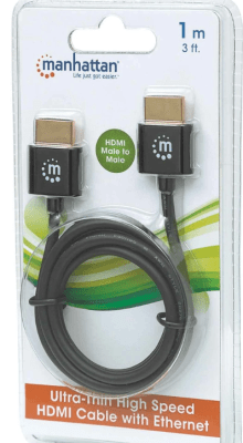 Cable HDMI Mahattan ultra delgado C/Ethernet 1m 1