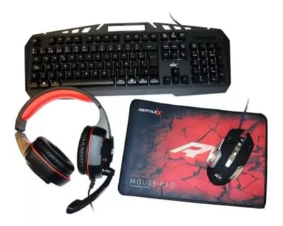 KIT GAMER REPTILEX 4 EN 1 AUDIFONOS + MOUSE+ TECLADO + MOUSE PAD RX00191