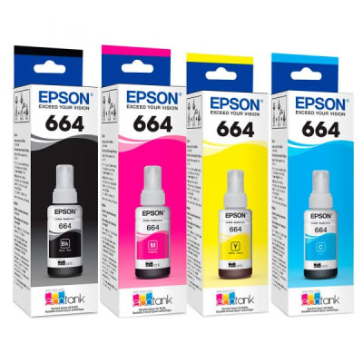 Pack X 4 Botellas De Tintas Impresora Epson L120 1300 L121 T664520-4P 4000 Páginas1