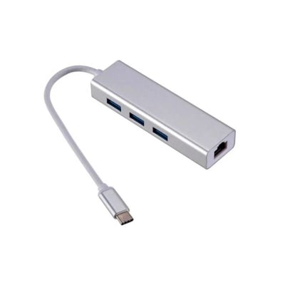Hub Tipo-c Usb 2.0 3 Puertos + Rj45 Lan Ethernet