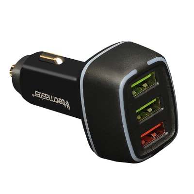 CARGADOR DE AUTO  TECMASTER 1 PUERTO QC 3.0 2 PUERTOS 2.4A 30W TOTAL TM-2005491