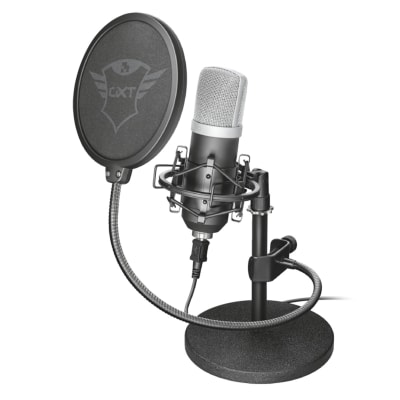 KIT MICRÓFONO CONDENSADOR TRUST EMITA C/FILTRO ANTIPOP, MALETA Y SOPORTE DE MESA GXT2521