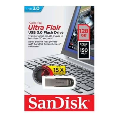PENDRIVE SANDISK ULTRA FLAIR 128GB USB 3.0 METÁLICO1