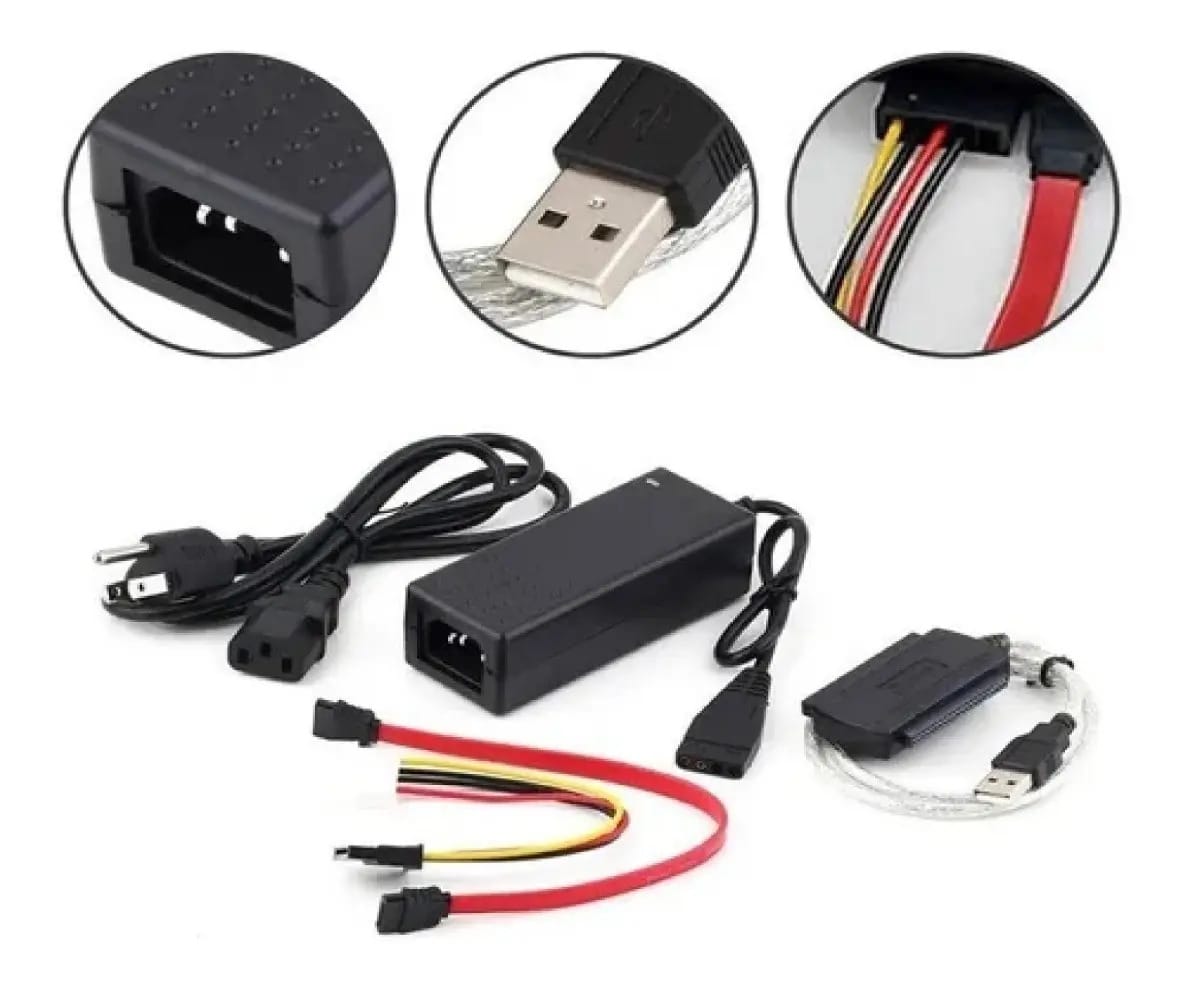 Convertidor Sata Ide A Usb Para Disco Duro 2.5 Y 3.5 Negro3