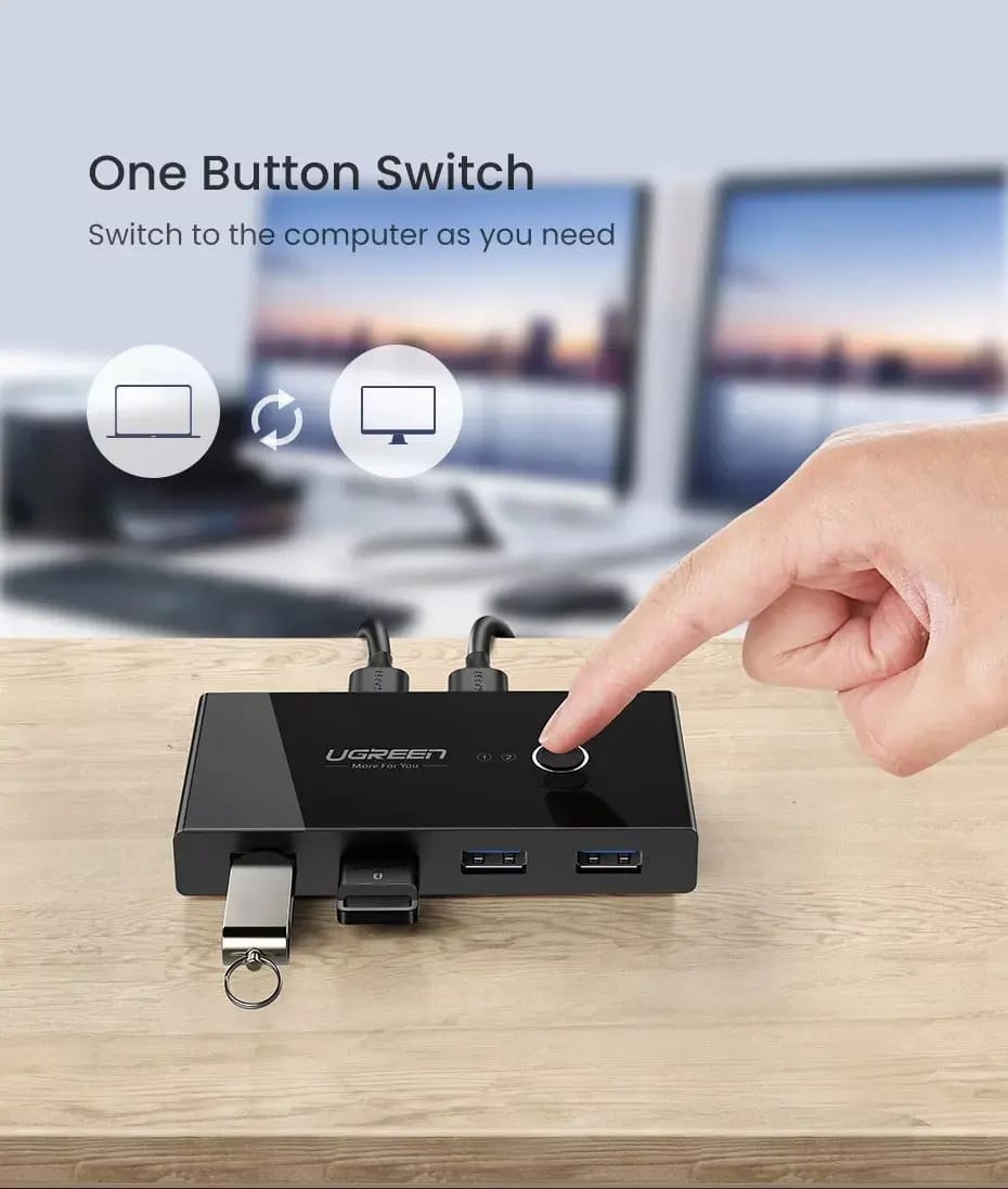 Switch Kvm Conmutador Usb 2.0 2x4 Usb 2 Usb In A 4 Usb Out2