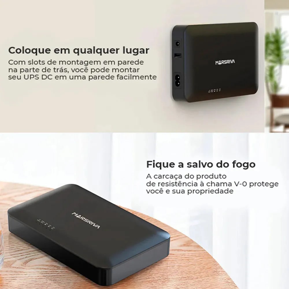 Mini UPS Marsriva Bivolt Kp1 Plus 18 W Salida 3 en 1 y USB 2.1 16000 mAh Para Moden CCTV5