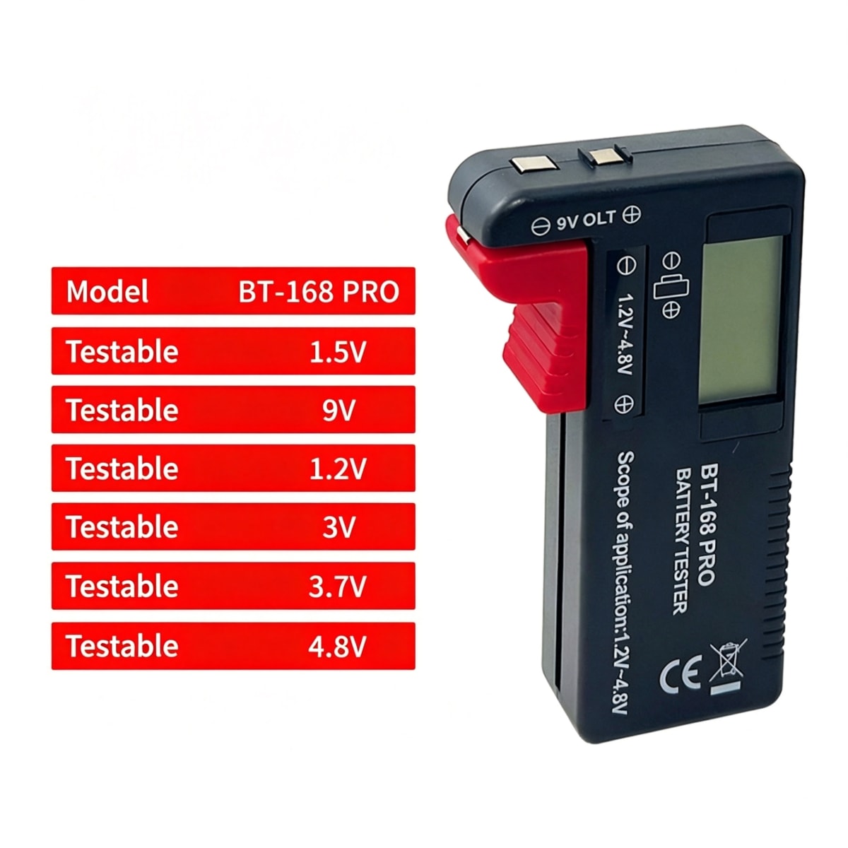 Probador De Pilas Batería De Bt-168pro Universal Lcd Digital3