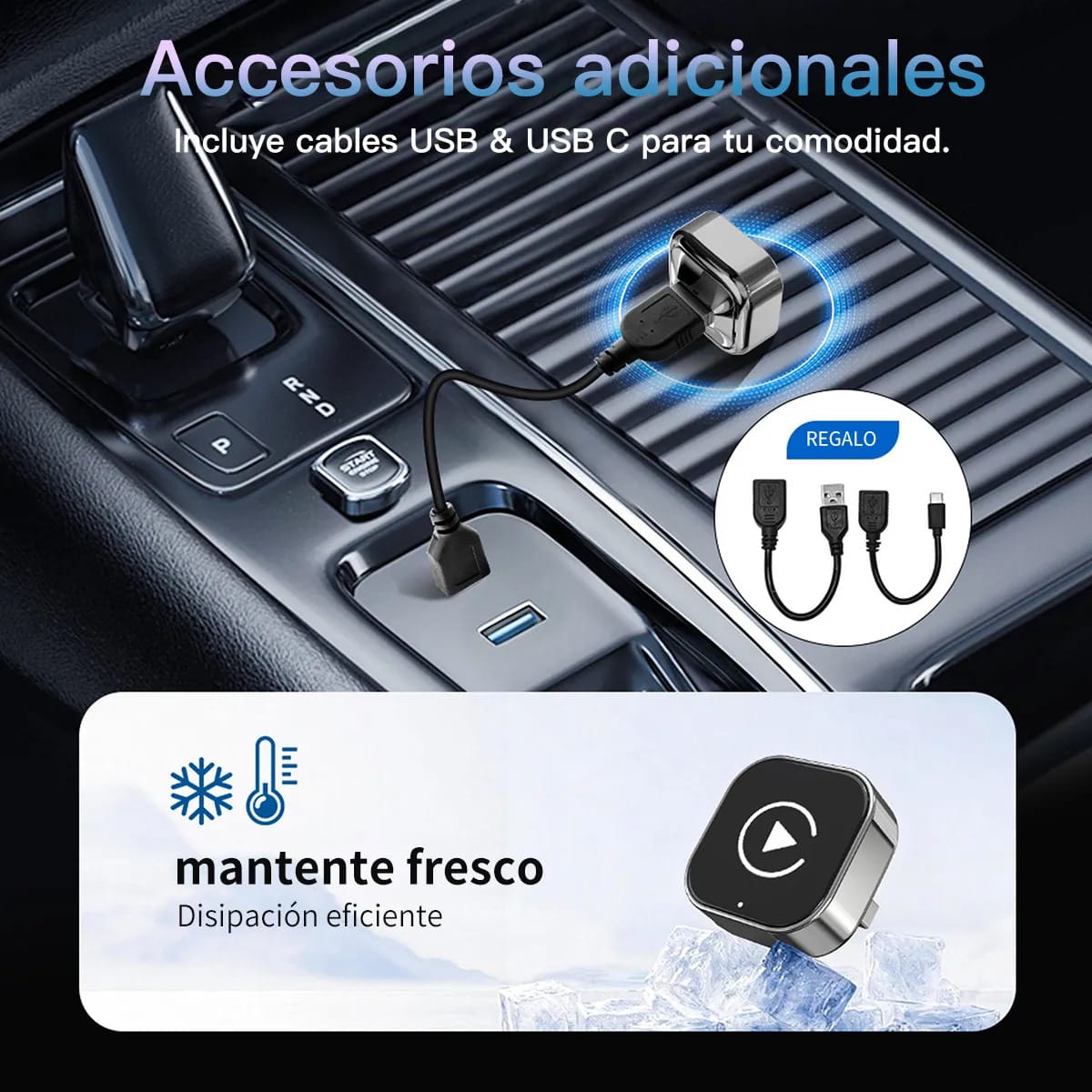 Adaptador Carplay Bluetooth Sin Boton Compatible Auto Android5