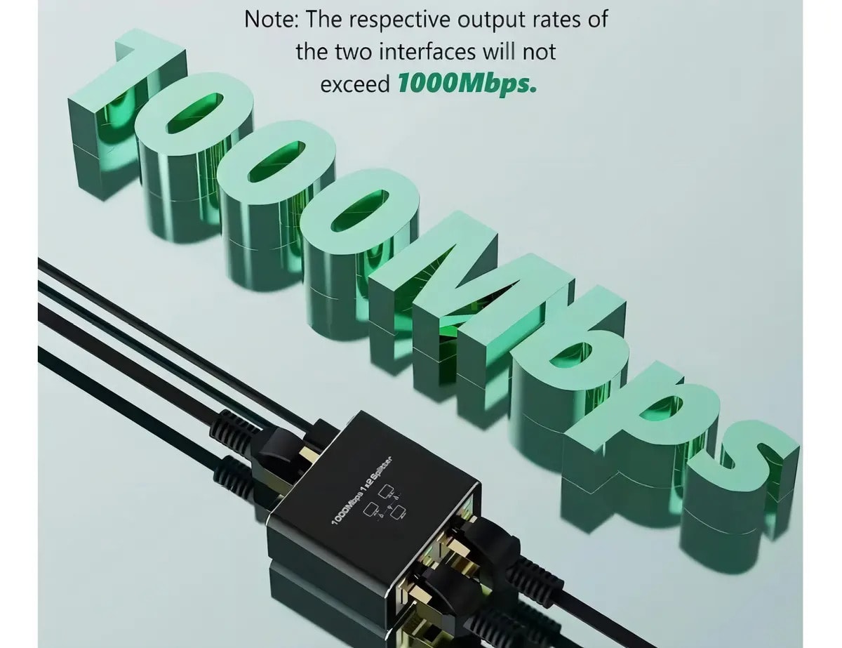 Divisor Ethernet 1 a 2 Gigabit Expansor de Red de 1000 Mbps Conmutador de red3