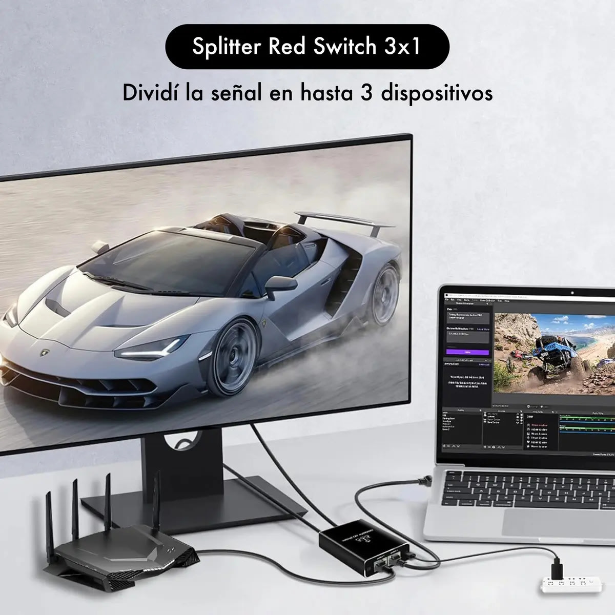 Divisor Ethernet 1 a 3 Gigabit Expansor de Red de 1000 Mbps Conmutador de red4
