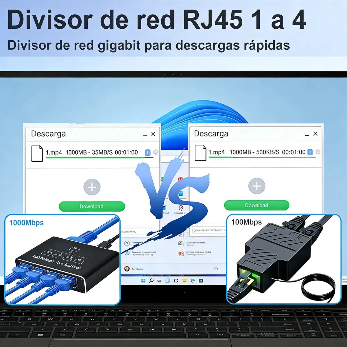 Divisor Ethernet 1 a 4 Gigabit Expansor de Red de 1000 Mbps Conmutador de red,6