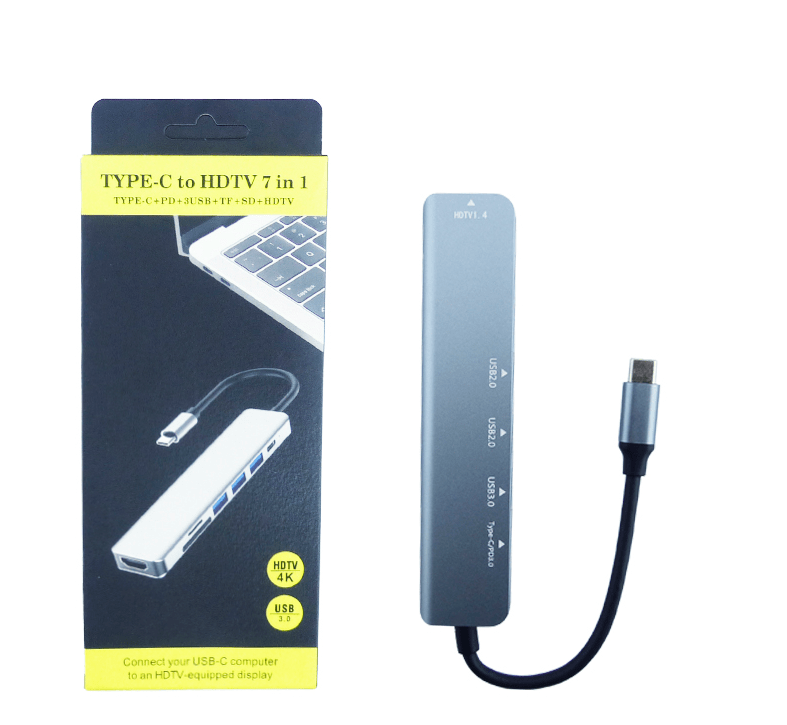 HUB TIPO-C 7 EN 1 HDMI X1 SD X1 TF X1 USB 3.0 X3 PD X13