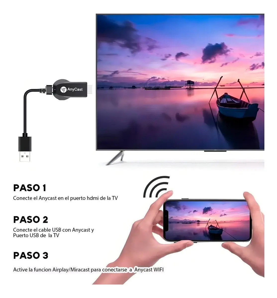 Tv Stick Anycast M9 Full Hd Negro Wi-fi Miracast Airplay Dlna Hdmi 128mb5