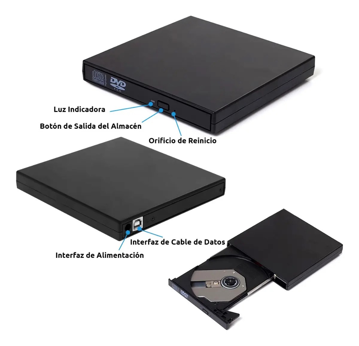 Lector Y Grabador De Dvd Externo Usb 2.0 QC Pass3