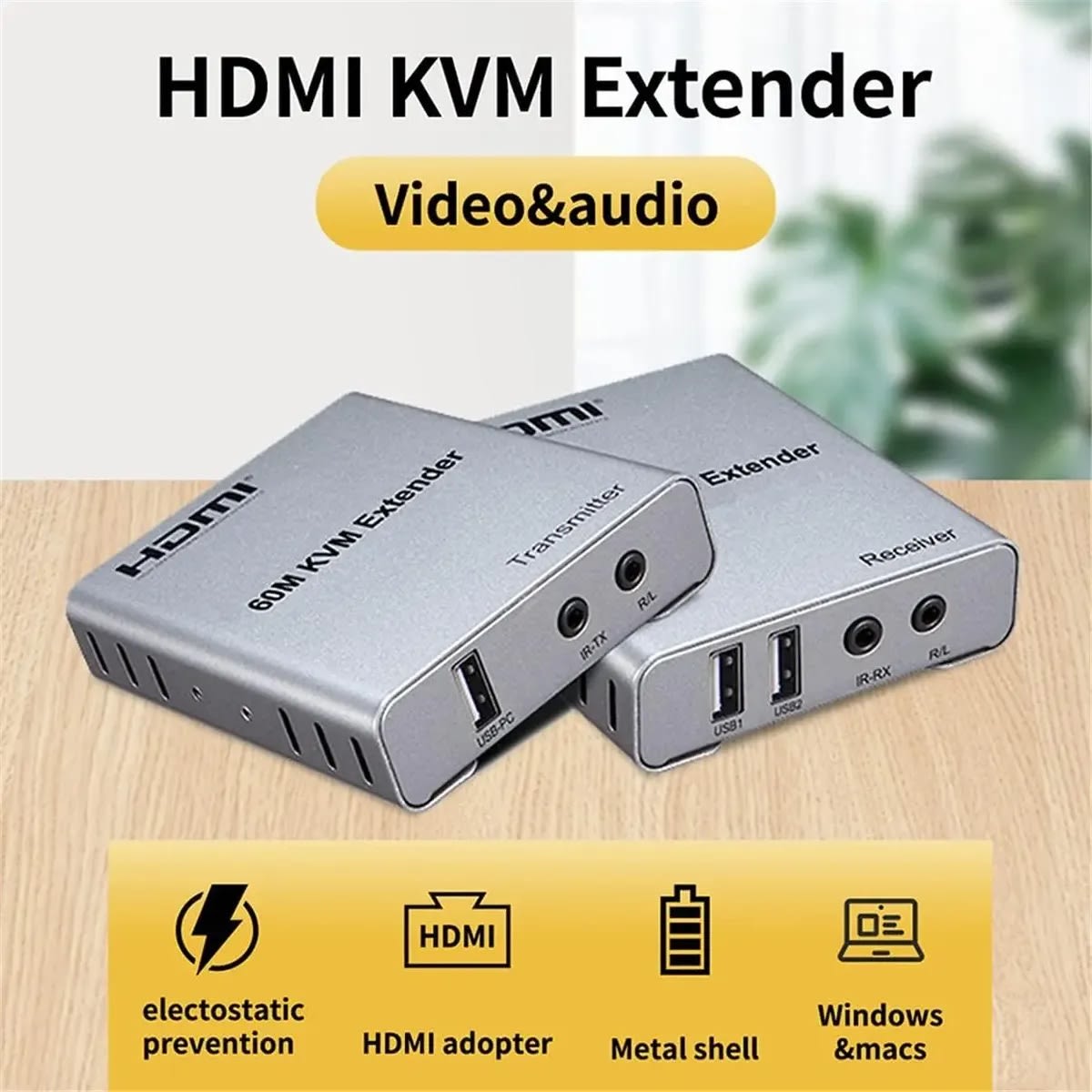 Extensor Hdmi Kvm Por Rj45 60 Metros 1080p Cat5/Cat6 Compatible Mouse y Teclado5
