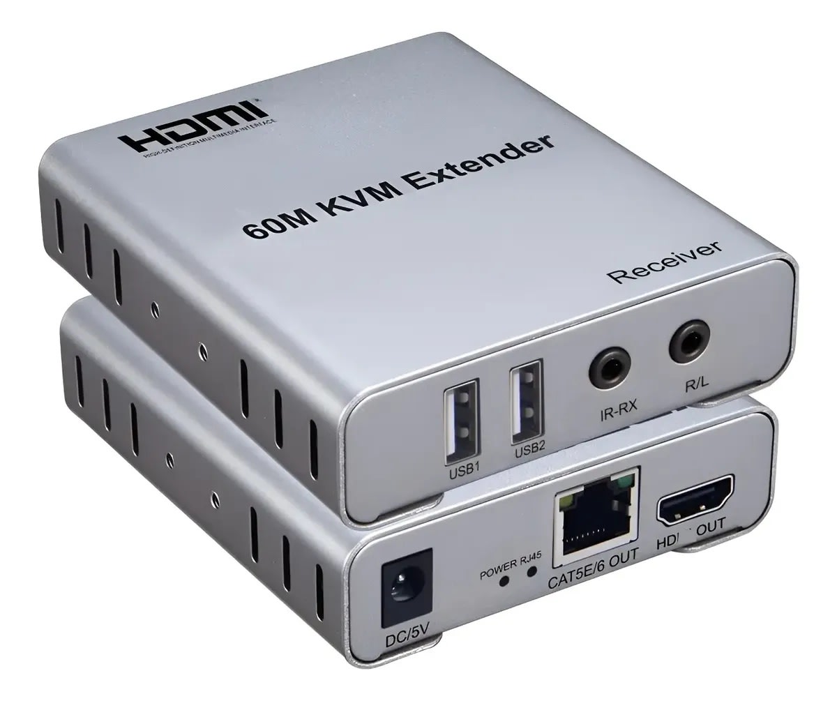 Extensor Hdmi Kvm Por Rj45 60 Metros 1080p Cat5/Cat6 Compatible Mouse y Teclado 0