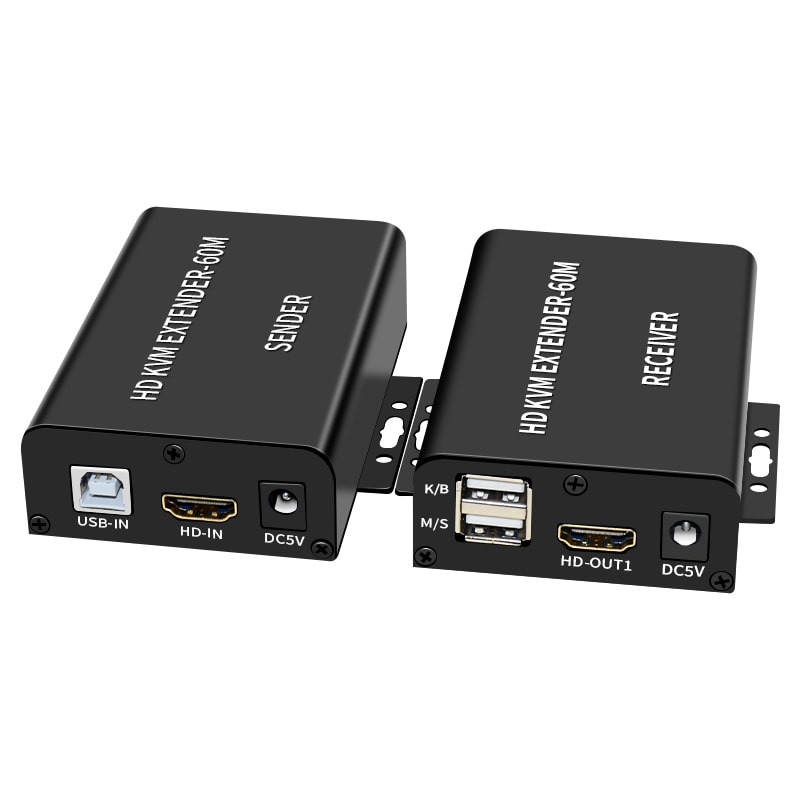 Extensor Hdmi Kvm Por Red Rj45 60 Metros + Corriente 0