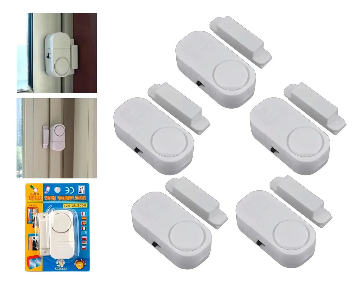 Pack 5 Alarmas Para Puerta O Ventana Sensor Magnético 90db2