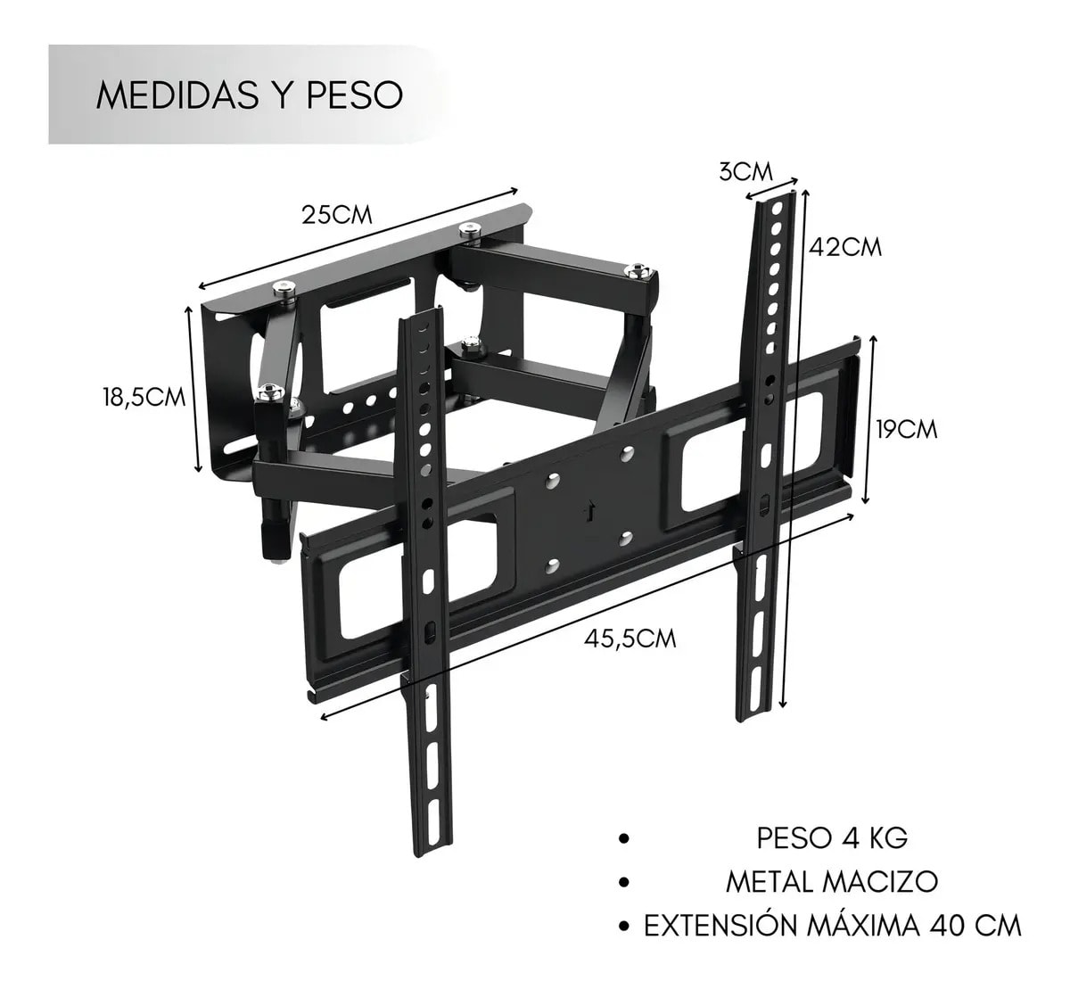 Soporte de Tv Pared Articulado 26 a 55 Pulgadas Hasta 30KG5
