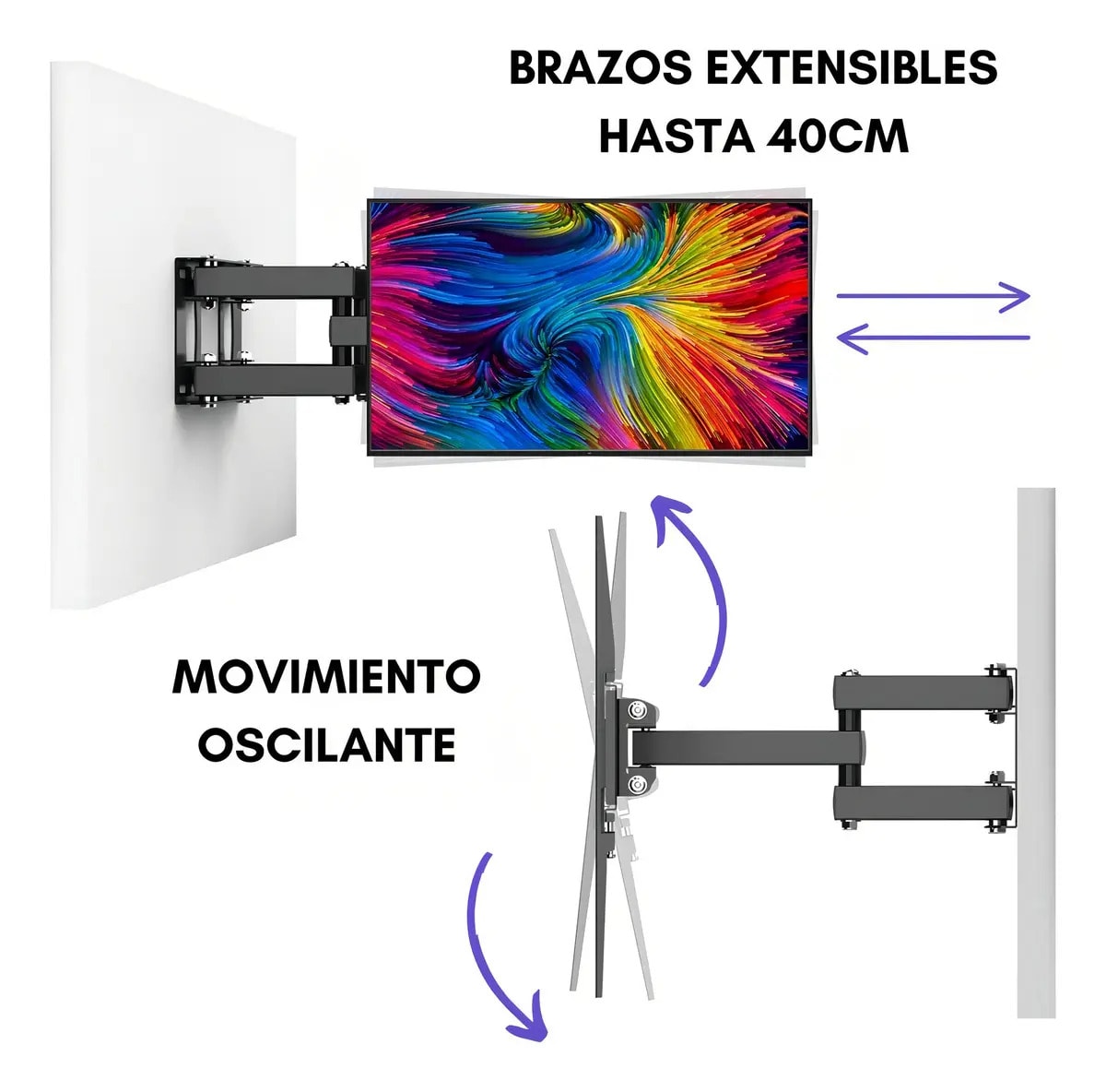 Soporte de Tv Pared Articulado 26 a 55 Pulgadas Hasta 30KG6