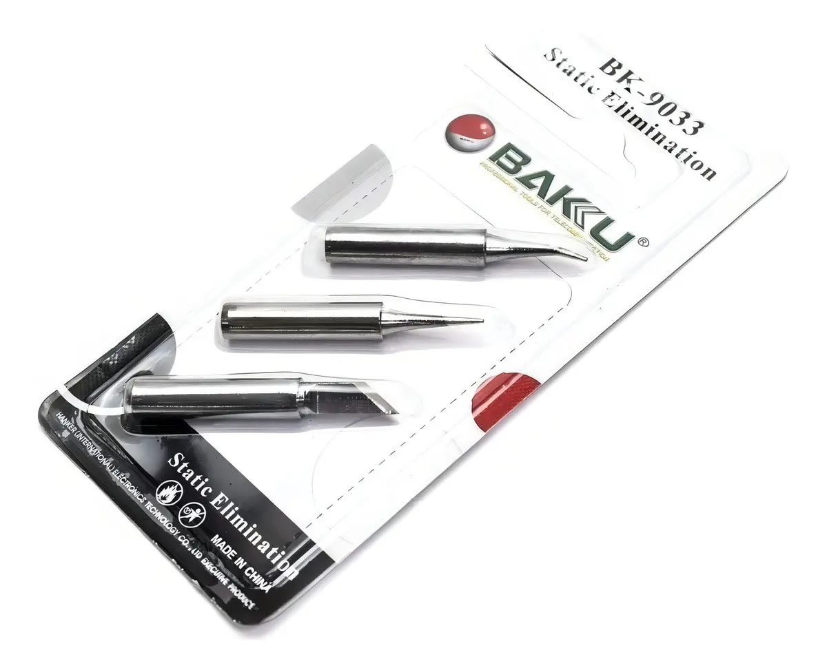 Kit 3 Puntas Soldadura Cautín Baku BK-9033 Acero Inoxidable Compatible Estación2