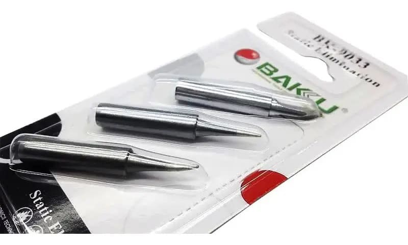 Kit 3 Puntas Soldadura Cautín Baku BK-9033 Acero Inoxidable Compatible Estación3
