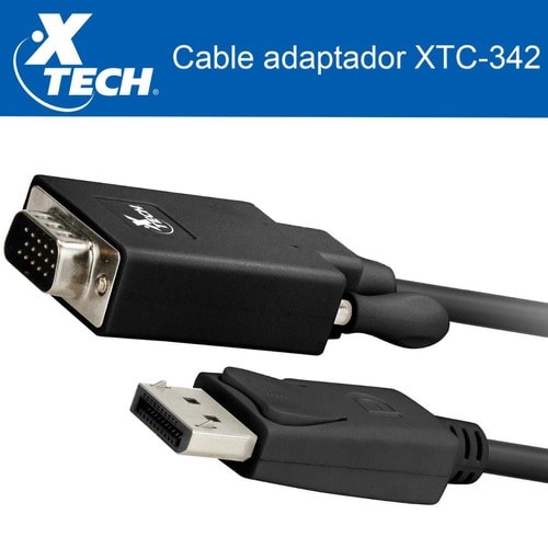 CABLE CONVERTIDOR CON CONECTOR DISPLAYPORT MACHO A VGA MACHO 1.8MTS RESOLUCIÓN 1920x1080p2