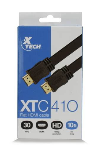 CABLE HDMI PLANO CON CONECTOR MACHO A MACHO XTECH XTC-410 RESOLUCIÓN HASTA 3840X2160P 3MTS2