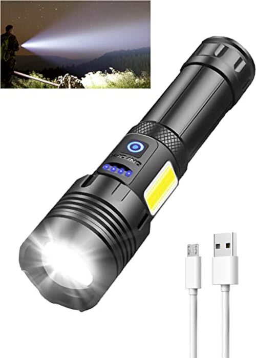 Linterna De Mano Recargable Con Zoom 2 En 1 Aluminio 0