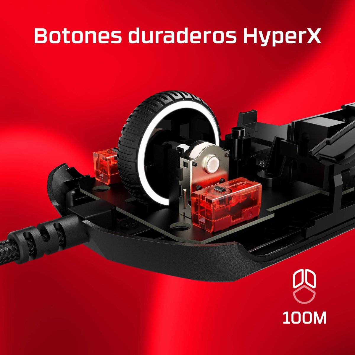 MOUSE GAMER HYPERX PULSE FIRE HASTE 2 SENSOR HYPERX 26K LIGERO 53G 6 BOTONES 26000 DPI7