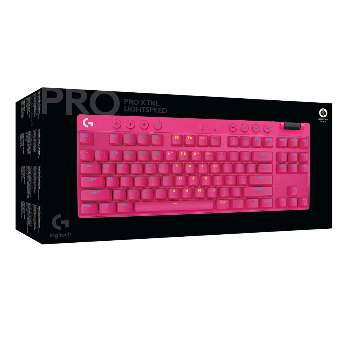 TECLADO GAMER LOGITECH G PRO X TKL LIGHTSPEED INALÁMBRICO SWITC GX BROWN BT + USB DONGLE MAGENTA3