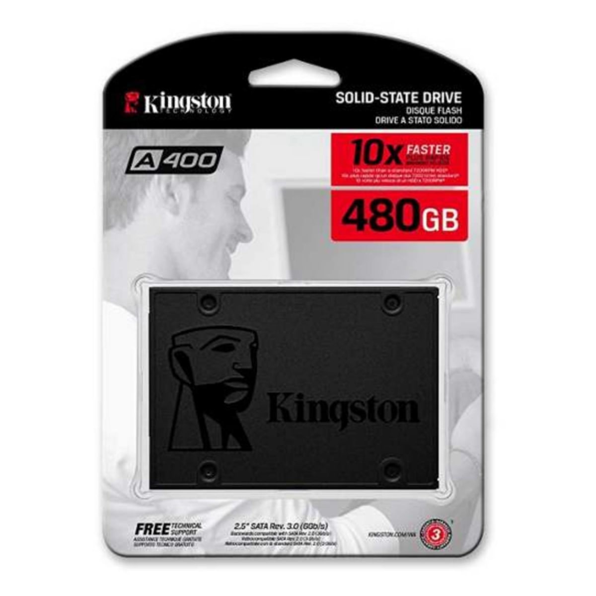 DISCO DE ESTÁDO SÓLIDO SSD KINGSTON A400 480GB 500MB/450MB L/E SA400S37/480G 0