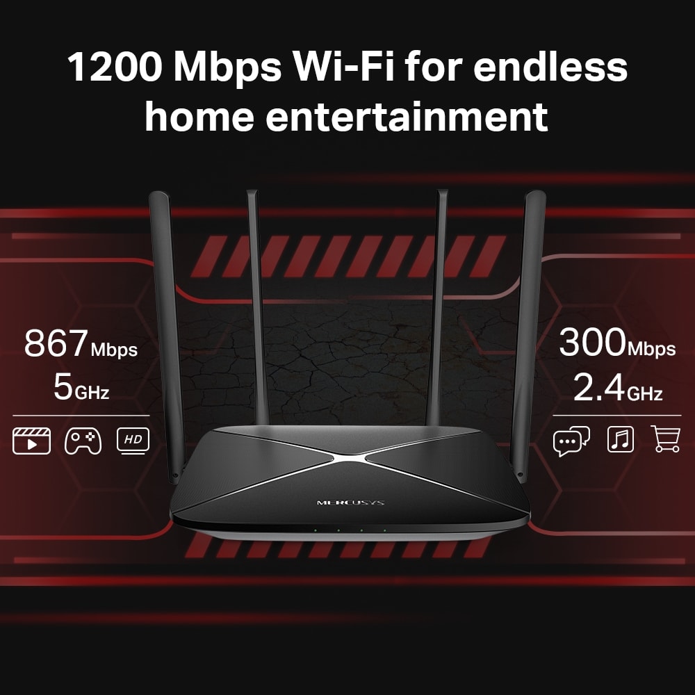 Router Mercusys AC12G AC1200 de Doble Banda 4 Antenas 867mbps3