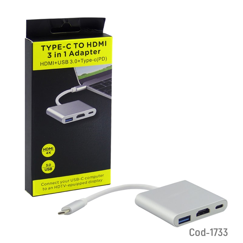 HUB TIPO-C A HDMI-USB 3.0 Y TIPO-C2