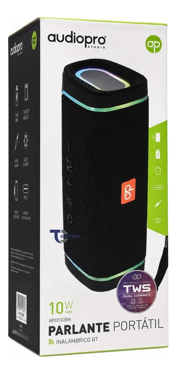 Parlante Portátil Bluetooth Audio Pro 10W Bt, Fm, Usb, Tf Negro2