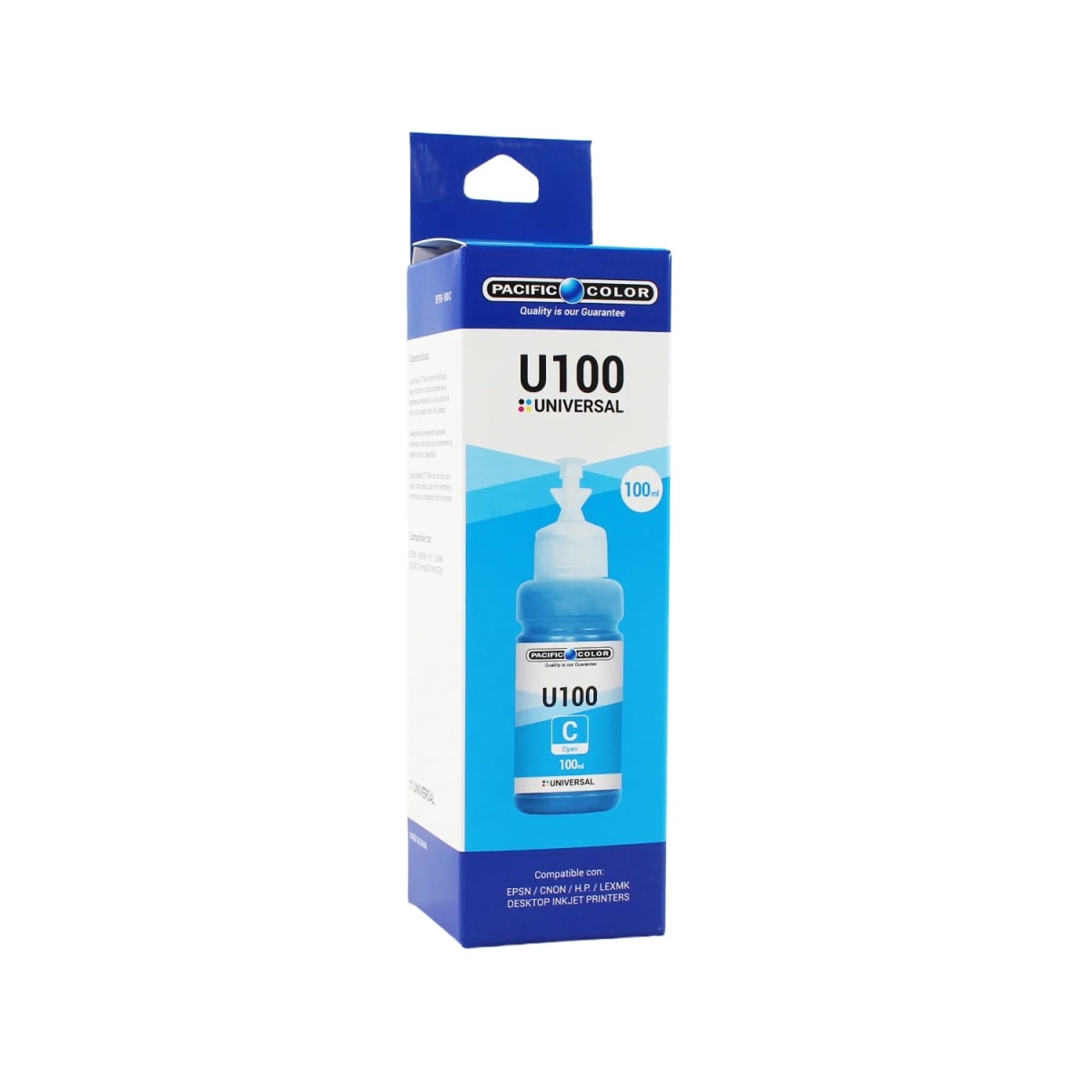 Botella de Tinta Alternativa Pacific U100C Universal Compatible Canon / Epson / HP Cyan 0